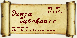 Dunja Dubaković vizit kartica